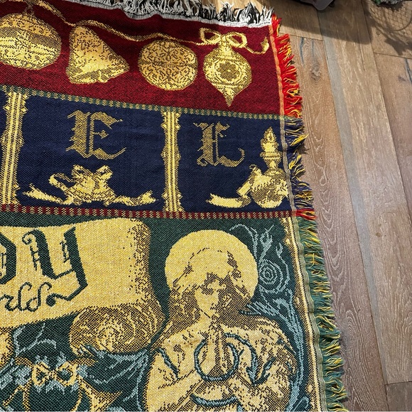 Vintage Christmas Tapestry Afghan Throw Blanket Joy To The World Noel 44x54 - Picture 11 of 15